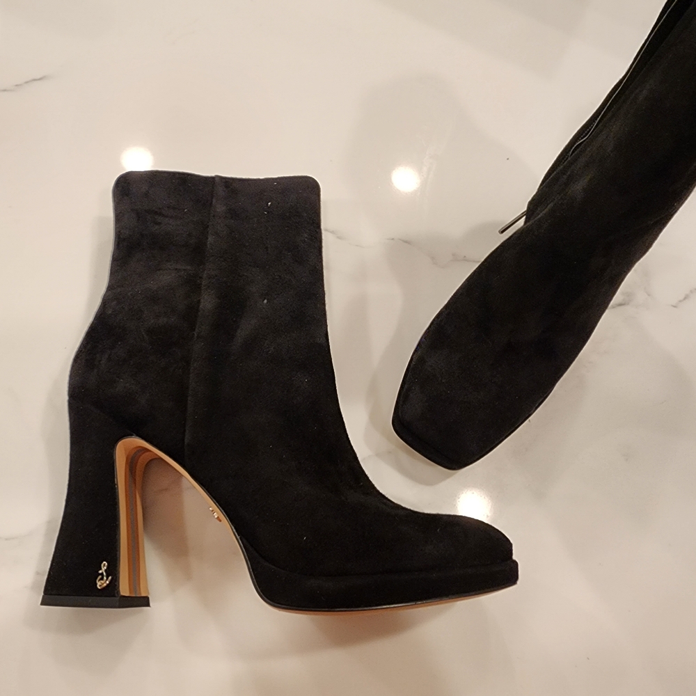 Sam Edelman Black Suede Heeled Boots